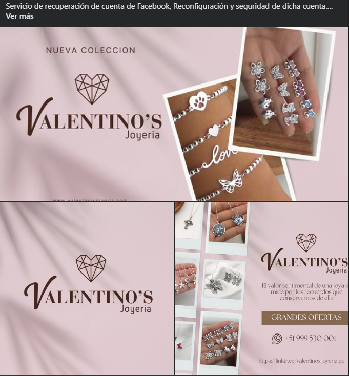Diseño y Creación de FanPage para Valentinos Joyeriía